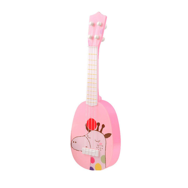 Kids Ukulele Toy Plastic Mini 4 Strings Early Educational Instruments Musical Gift 35cm 8041A Pink Deer Style