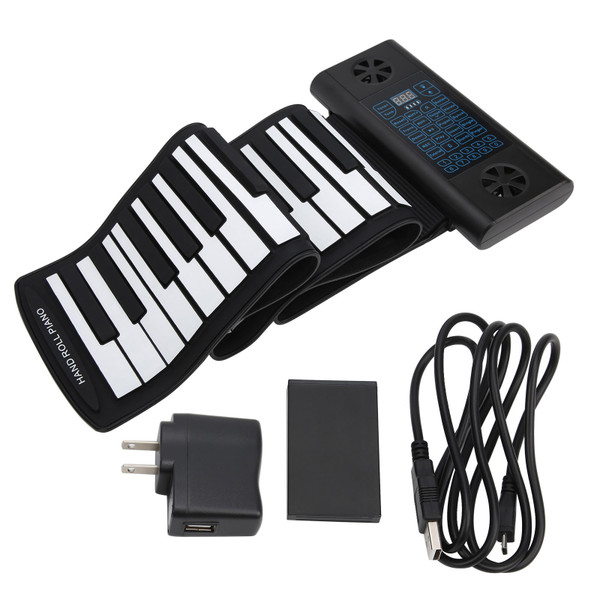 Soft Keyboard Piano 61‑Key Roll Up Silicone Rechargeable Dual Bluetooth Speakers 100‑240VUS Plug