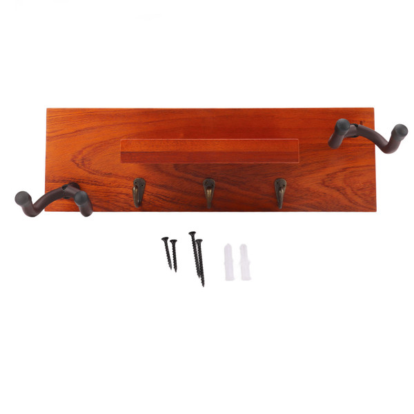 Guitar Wall Mount Shelf Hanger Holder Wood Rack 4 in 1 Multi Function for Musical Instrument