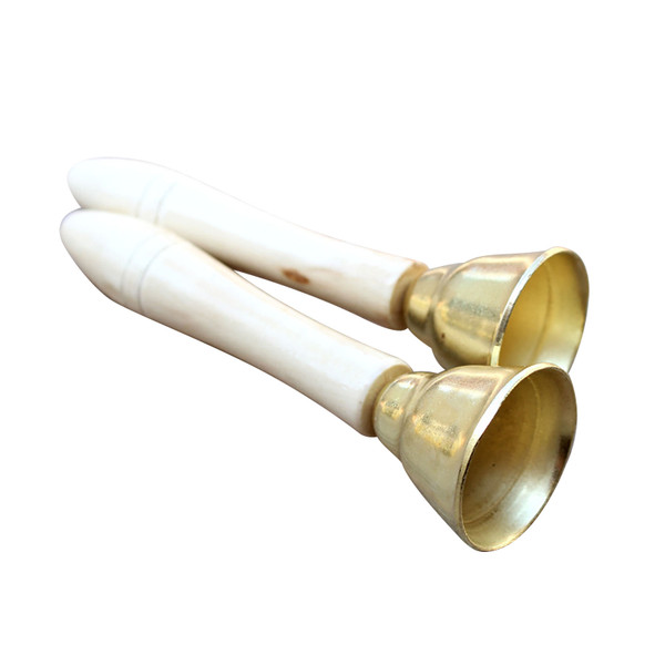 2Pcs Musical Hand Bell Interaction Early Education Safe Rugged Wooden Hand Bell for Boys Girls