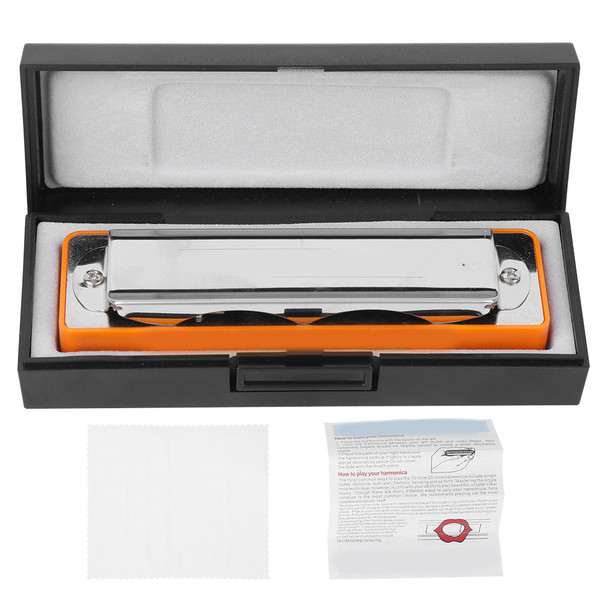 Blues Harmonica 10‑Hole Mouthorgan Eb Key ABS Resin Comb Beginner Gifts Professional(Orange )