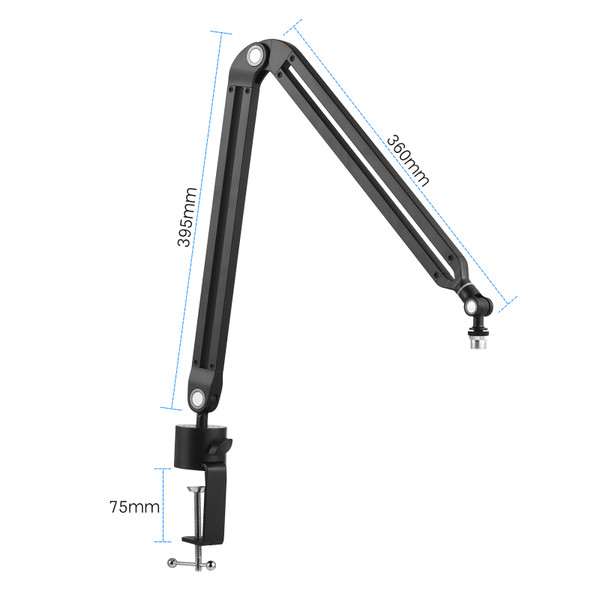 Microphone Arm Stand Set All Metal Heavy Duty Mic Suspension Arm Hands-free Flexible Mic Stand Bracket with C-Clamp Sticky Tape for Singing Live Stream
