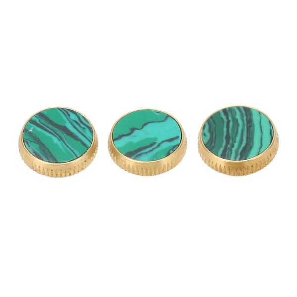3 Pcs Trumpet Valve Cap Embedded Green Standard Metal Finger Button Trumpet Valve Replacement Parts C310 Gold