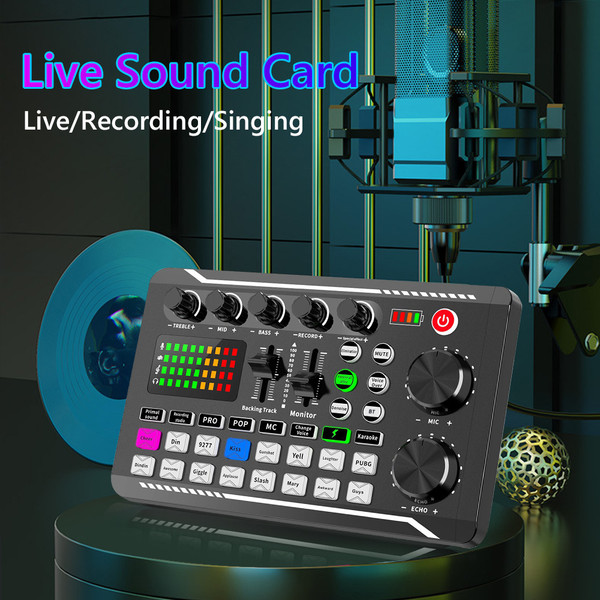 Suspension Microphone Kit Professional Sound Card & Microphone & Mic Arm Bracket Set F998 Live Soundcard BM800 Condenser Microphone Shock Proof Holder Windshield Pop Filter Boom Arm for Studio Recording Live Video Broadcasting Online Singing Karaoke