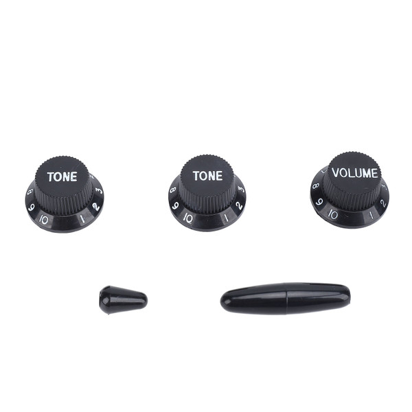 Guitar Potentiometer Knob Set Plastic Accurate Volume Tone Control Knob for Practice Black Color White Word