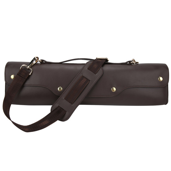 Flute Carrying Bag Hand Synthetic Leather Wind Instrument Storage Case with Shoulder StrapBrown