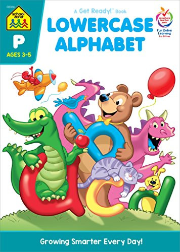 SCHOOL ZONE - Lowercase Alphabet Workbook, Preschool, Ages 3 to 5, Letters, Printing, Manuscript, Illustrations, and More!