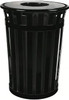 Oakley Standard Trash Can 36 GAL Black Steel Slatted Flat Top Outdoor 1/Each