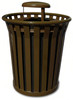 Wydman Collection Can & Lid 28.5X28.5X39.75 IN 36 GAL Brown Steel With Rain Cover Lid & Plastic Liner Heavy Duty 1/Each