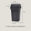 Ranger® Landfill 1-Stream Trash Can 21.25X21.25X41 IN 35 GAL Charcoal Resin 1/Each