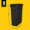Executive Series™ Slim Jim® 1-Stream Trash Can 11X22X30 IN 23 GAL 92 QT Black Rectangle Resin Venting Channels 1/Each
