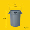 Brute® 1-Stream Trash Can 25.39X22.64X27.87 IN 32 GAL Blue Resin Food Safe 1/Each