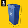 Slim Jim® 1-Stream Recycling Bin 11X22X30 IN 23 GAL 92 QT Blue Rectangle Resin Venting Channels Slim 1/Each