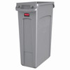 Slim Jim® Trash Can 22X11X30 IN 23 GAL 92 QT Gray Rectangle Resin Venting Channels Slim 1/Each
