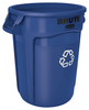 Brute® 1-Stream Recycling Bin 25.39X22.64X27.87 IN 32 GAL 128 QT Blue Resin Food Safe 1/Each