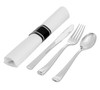 Silver Secrets 4PC Cutlery Kit Paper Plastic Silver With Napkin,Fork,Knife,Teaspoon 100/Case