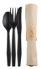 4PC Cutlery Kit CPLA Black With Napkin,Fork,Knife,Spoon 100/Case