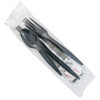 6PC Cutlery Kit PP Black Extra Heavy With Gingham 13X17 Napkin,Fork,Knife,Spoon,Salt & Pepper 250/Case