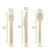 3PC Cutlery Kit 6.2 IN Wood Natural With Knife,Fork,Teaspoon 50 Count/Pack 5 Packs/Case 250 Count/Case