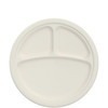 Solo® Plate 10.2X10.2X0.8 IN 3 Compartment Sugarcane White Round 125 Count/Pack 4 Packs/Case 500 Count/Case
