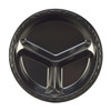 Plate 10.25 IN 3 Compartment Polystyrene Foam Black Round Laminated 500/Case