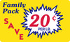 Family Pack Save 20¢ Per LB Meat Value Family Label 2.2X3.6 IN Yellow Red Blue Burst 500 Count/Roll 20 Rolls/Case