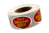 Fresh Ground Beef Meat Label 1.25X2 IN Silver Yellow White Red Oval 500 Count/Roll 20 Rolls/Case 10000 Count/Case