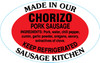 Chorizo Pork Sausage Made in Our Sausage Kitchen Ingredient Label 1.25X2 IN Red Black Oval 500 Count/Roll 20 Rolls/Case