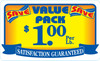 Value Pack Save $1.00 Per LB Meat Value Family Label 2.2X3.6 IN Yellow Red Blue Paper 500 Count/Roll 20 Rolls/Case