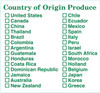 Country of Origin Produce Label 2.22X2.39 IN Green 1000 Count/Roll 20 Rolls/Case 20000 Count/Case
