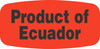 Product Of Ecuador Label Black Fluorescent Red Short Oval 1000 Count/Roll 50 Rolls/Case 50000 Count/Case