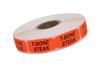T-Bone Steak Label 0.625X1.25 IN Black Fluorescent Red Short Oval 1000 Count/Roll 50 Rolls/Case 50000 Count/Case