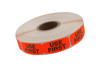 Use First Label 0.625X1.25 IN Black Fluorescent Red Short Oval 1000 Count/Roll 50 Rolls/Case 50000 Count/Case