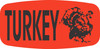 Turkey Label Black Fluorescent Red Short Oval Dayglo 1000 Count/Roll 50 Rolls/Case 50000 Count/Case