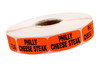 Philly Cheese Label Black Fluorescent Red Short Oval Dayglo 1000 Count/Roll 50 Rolls/Case 50000 Count/Case
