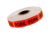 Pork Label 0.625X1.25 IN Black Fluorescent Red Short Oval Dayglo 1000 Count/Roll 50 Rolls/Case 50000 Count/Case