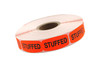 Stuffed Label 0.625X1.25 IN Black Fluorescent Red Short Oval 1000 Count/Roll 50 Rolls/Case 50000 Count/Case