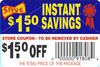 Instant Savings $1.50 Off Coupon Savings Label 2X3 IN Blue Red Yellow Black Tear Off 250 Count/Roll 30 Rolls/Case