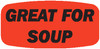 Great for Soup Label 0.625X1.25 IN Black Fluorescent Red Short Oval 1000 Count/Roll 50 Rolls/Case 50000 Count/Case