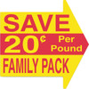 Save Family Pack 20¢ Per Pound Meat Value Family Label 3X2.99 IN Red Yellow Arrow 500 Count/Roll 15 Rolls/Case