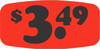 3.49 Price Label Black Fluorescent Red Short Oval Dayglo 1000 Count/Roll 50 Rolls/Case 50000 Count/Case