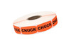 Chuck Label Black Fluorescent Red Short Oval Dayglo 1000 Count/Roll 50 Rolls/Case 50000 Count/Case