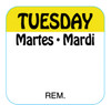 Tuesday DOW Food Safety Label 1X1 IN Yellow Black Square Trilingual Regular Removable 1000 Count/Roll 50 Rolls/Case