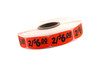 2/$6.00 Label 0.625X1.25 IN Black Fluorescent Red Short Oval 1000 Count/Roll 50 Rolls/Case 50000 Count/Case
