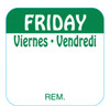 Friday DOW Food Safety Label 1X1 IN Green Square Trilingual Regular Removable 1000 Count/Roll 50 Rolls/Case