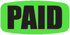 Paid Label 0.625X1.25 IN Black Fluorescent Green Short Oval 1000 Count/Roll 60 Rolls/Case 60000 Count/Case