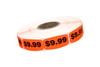 9.99 Price Label Black Fluorescent Red Short Oval Dayglo 1000 Count/Roll 50 Rolls/Case 50000 Count/Case