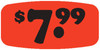 7.99 Price Label Black Fluorescent Red Short Oval Dayglo 1000 Count/Roll 50 Rolls/Case 50000 Count/Case