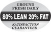 Ground Fresh 80% Lean 20% Fat Meat Grinds Label 1.25X2 IN White Black Silver Oval Foil 500 Count/Roll 20 Rolls/Case