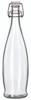 Water Bottle 3.86X3.86X12.1 IN 34.6 FLOZ Glass With Wire Bail White Lid 6/Case